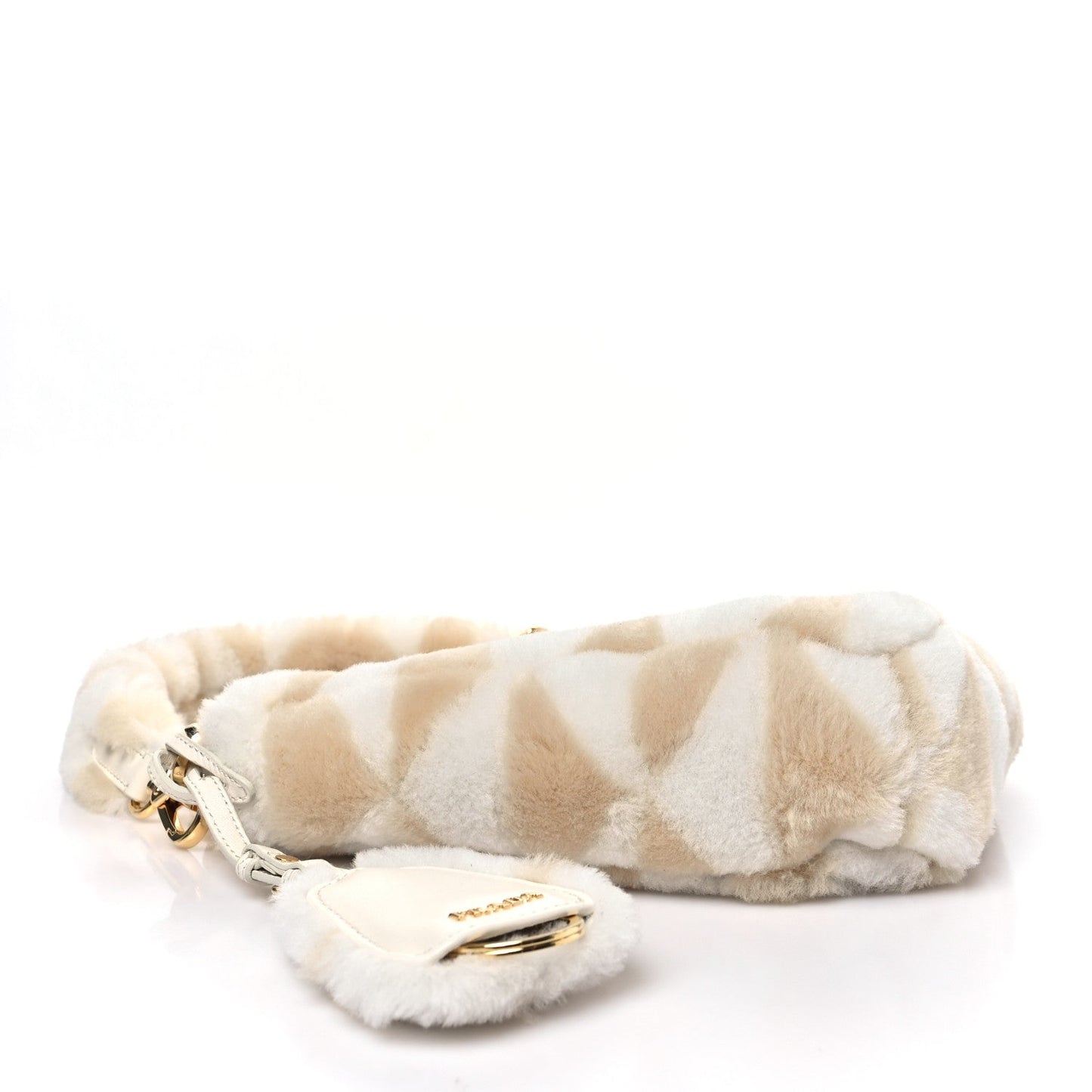 Shearling Symbole Mini Triangle Bag Ecru White