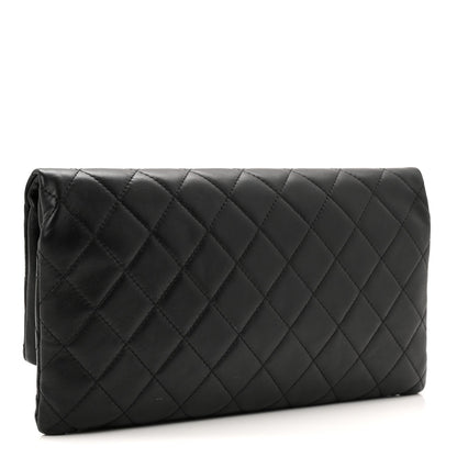 Lambskin Quilted CC Beauty Clutch Black