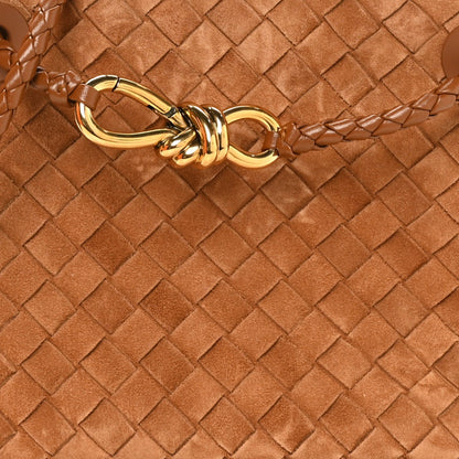 Suede Intrecciato Small Andiamo Shoulder Bag Amber