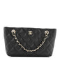 Caviar Quilted Classic Clutch Tote With Chain Black