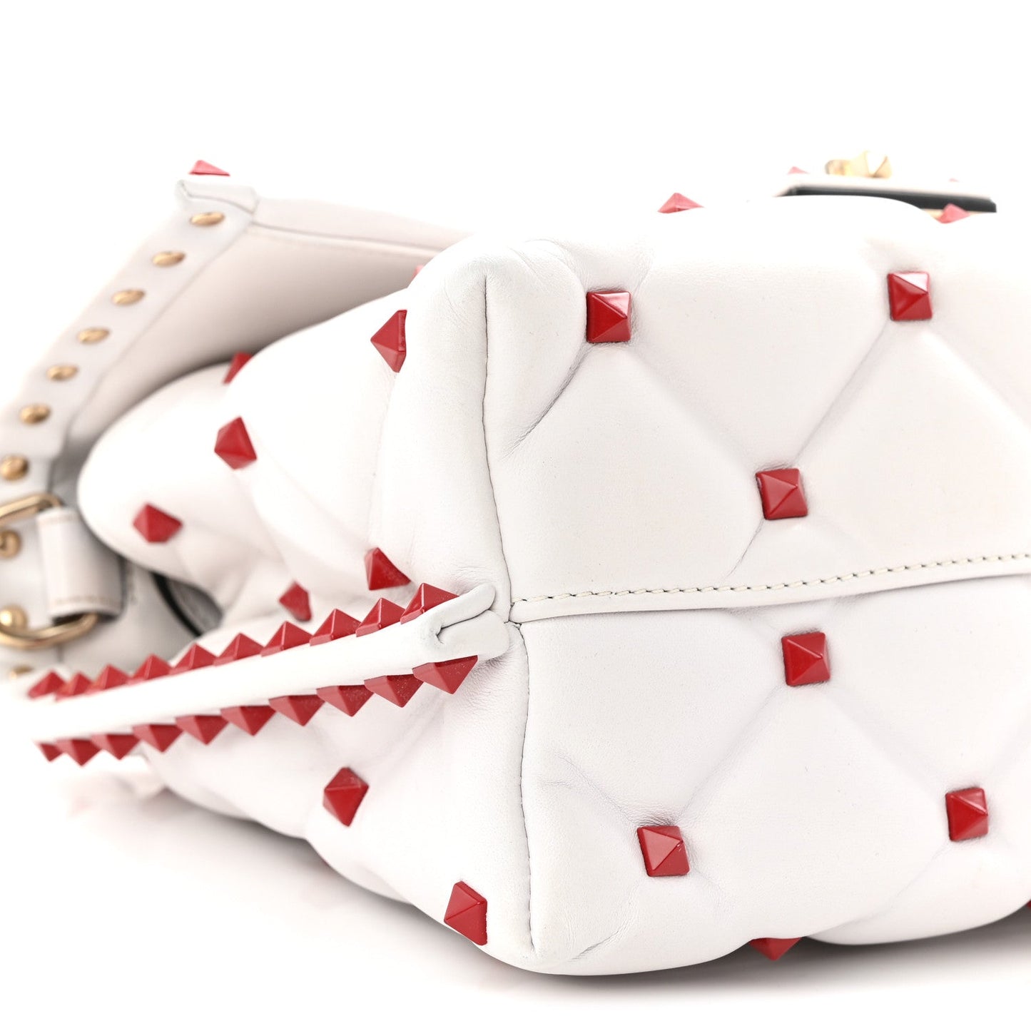 Lambskin Be My VLTN Print Candystud Top Handle Bag White Red Black