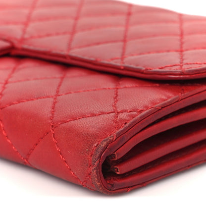 Lambskin Quilted Chain Clutch Flap Red
