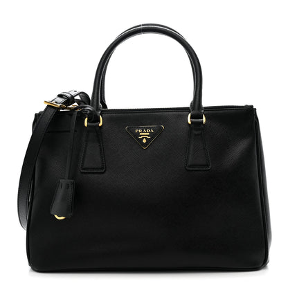 Saffiano Small Galleria Double Zip Tote Black