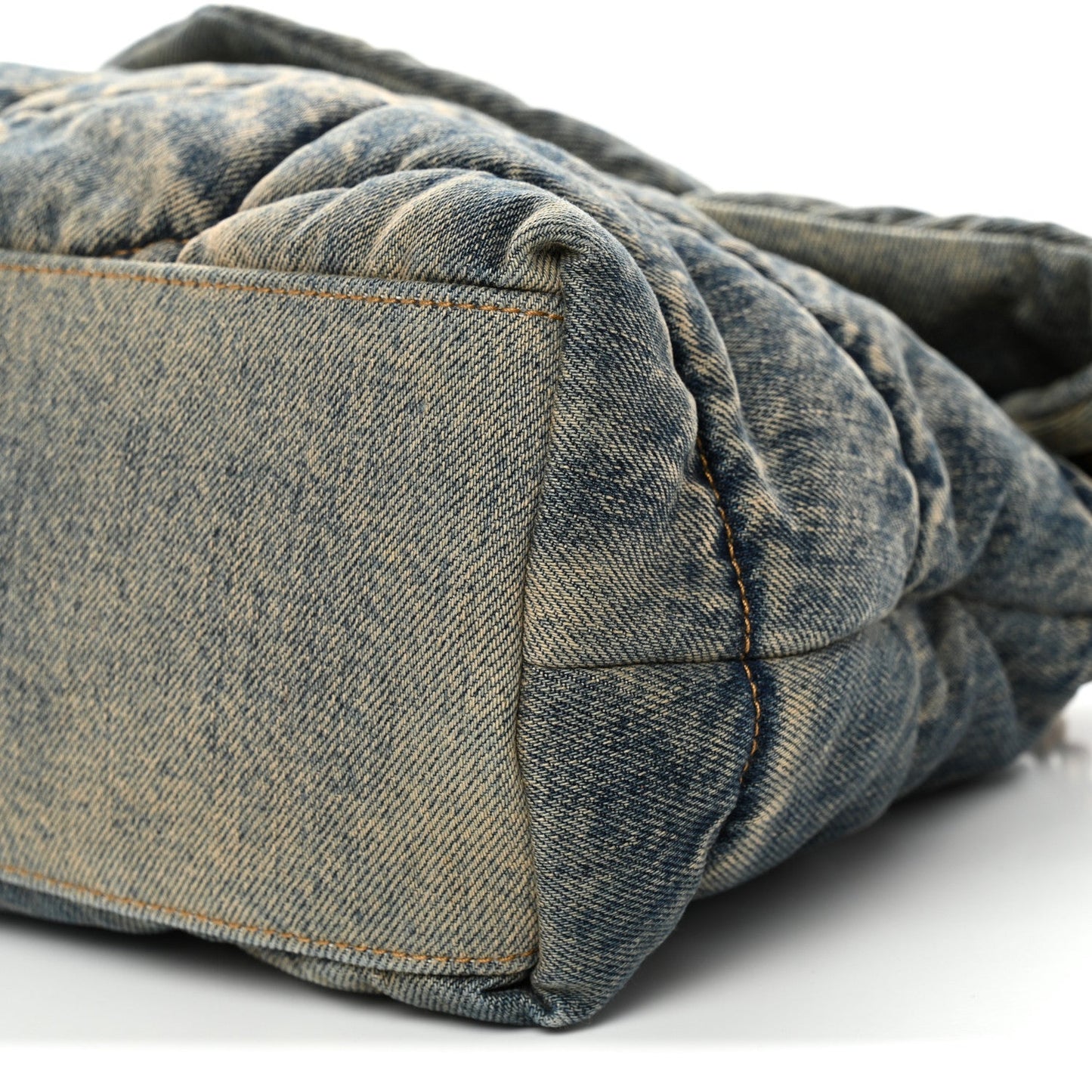 Denim Quilted Medium Loulou Puffer Monogram Chain Satchel Blue Cinnamon