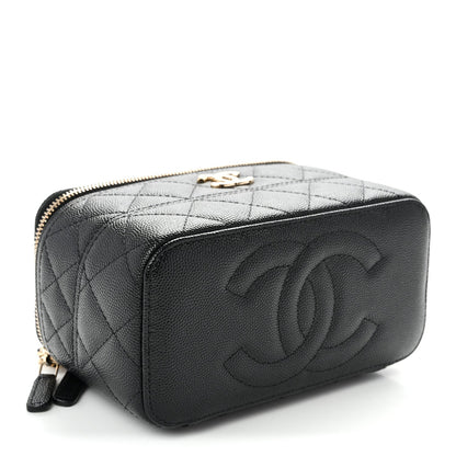 Caviar Quilted Trendy Handle Mini Vanity Black