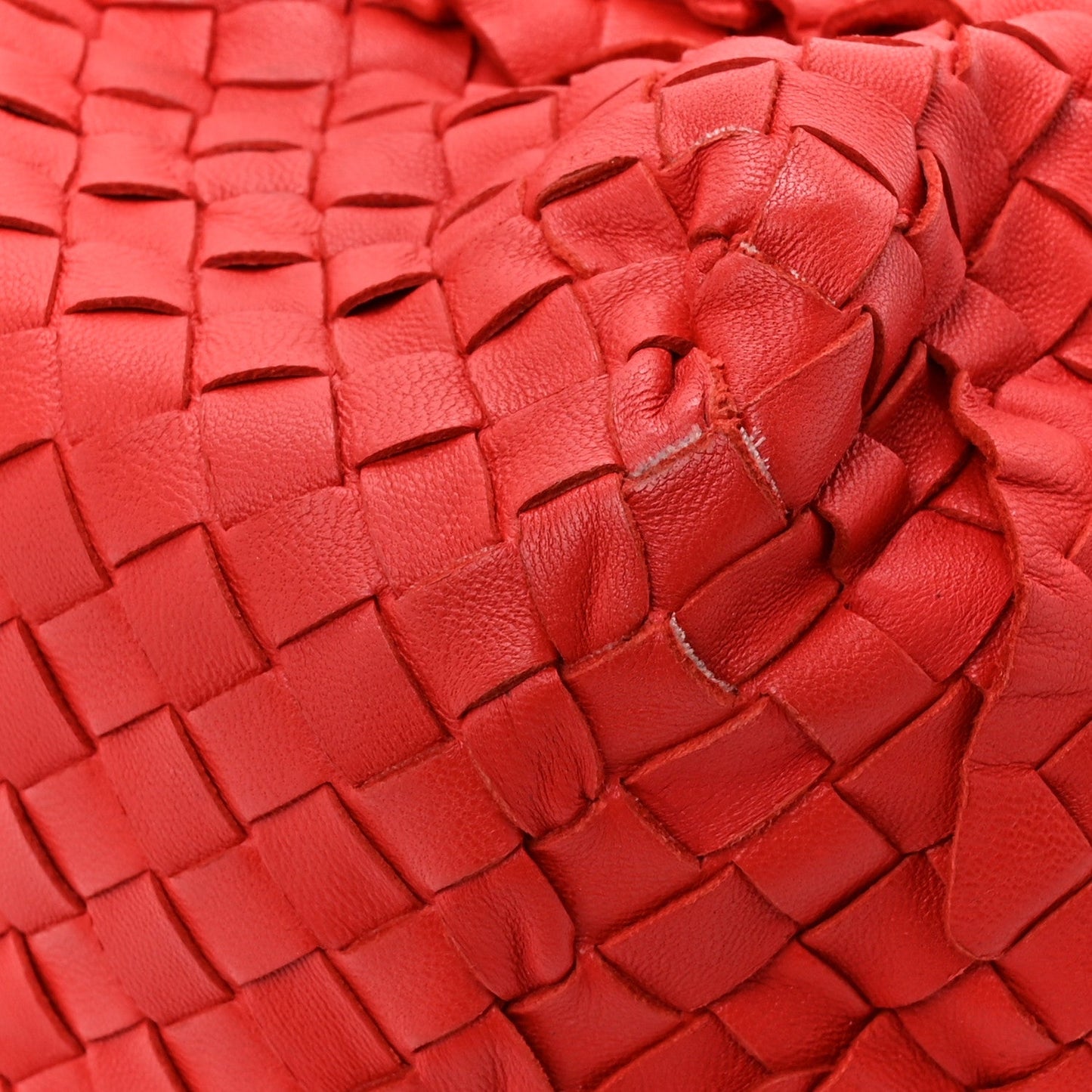 Nappa Intrecciato Ruffle Tote Red