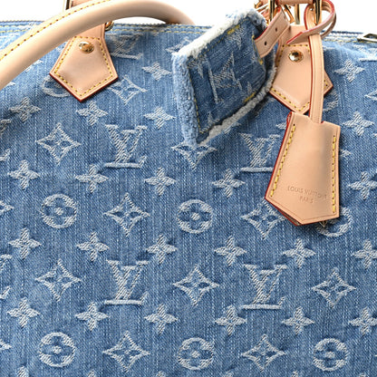 Monogram Denim Speedy Soft 30 Blue