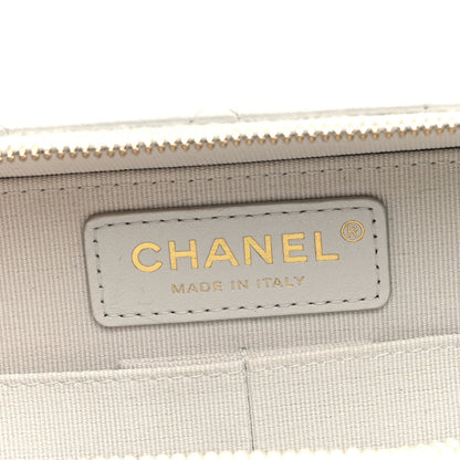 Metallic Lambskin Quilted Top Handle Vanity Case Silver