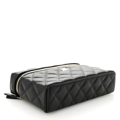 Caviar Quilted Top Handle Slim Vanity With Chain Black