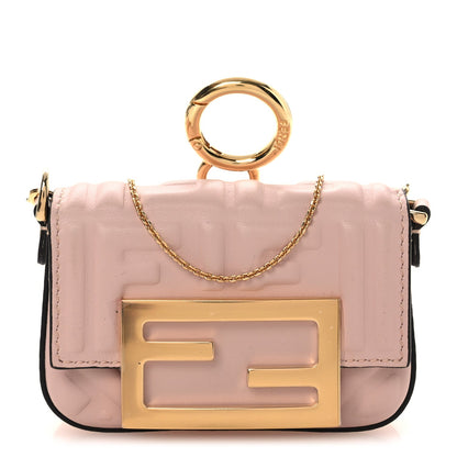 Nappa Matisse FF Embossed Nano Maxi Buckle Baguette Charm Rosa Quarzo