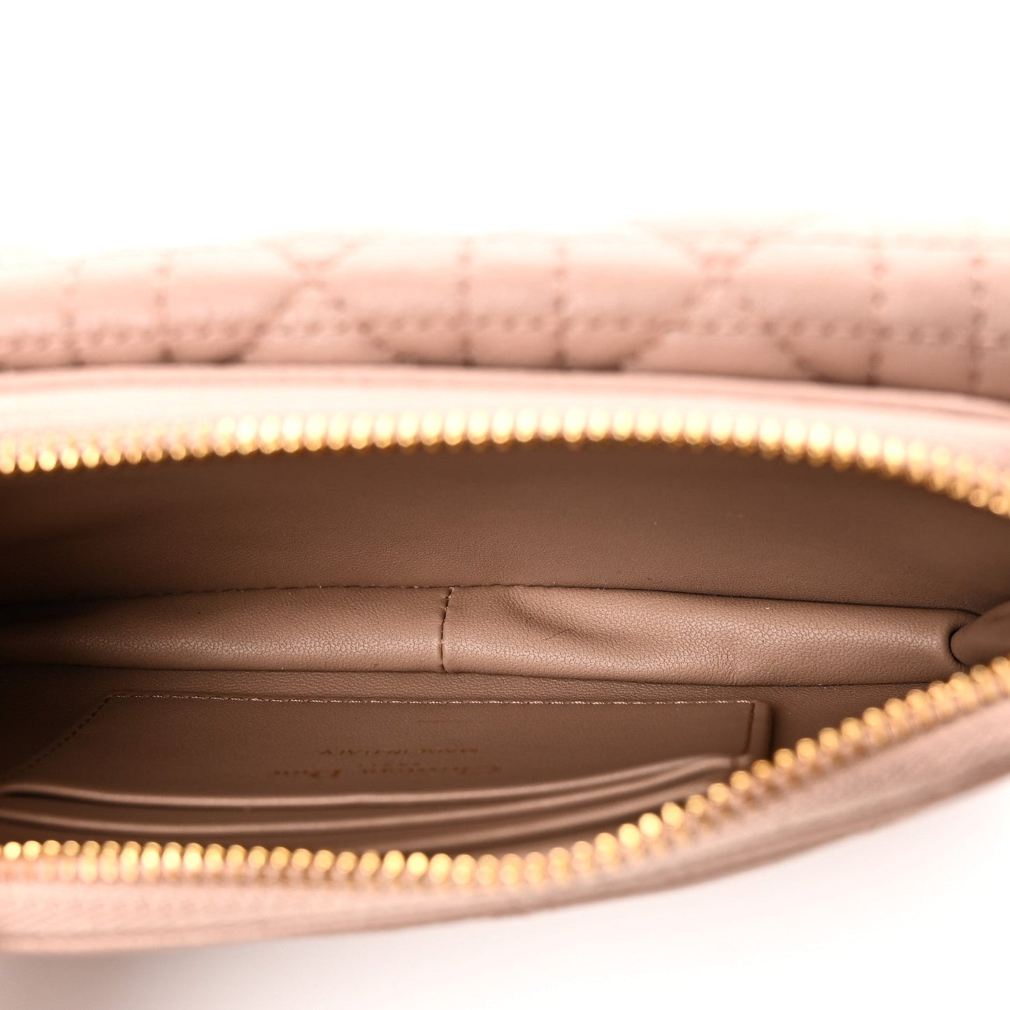 Supple Calfskin Cannage Caro Pouch with Chain Rose Des Vents