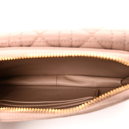 Supple Calfskin Cannage Caro Pouch with Chain Rose Des Vents