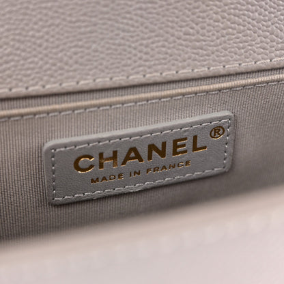 Caviar Quilted Chain Around Medium Boy Flap Grey
