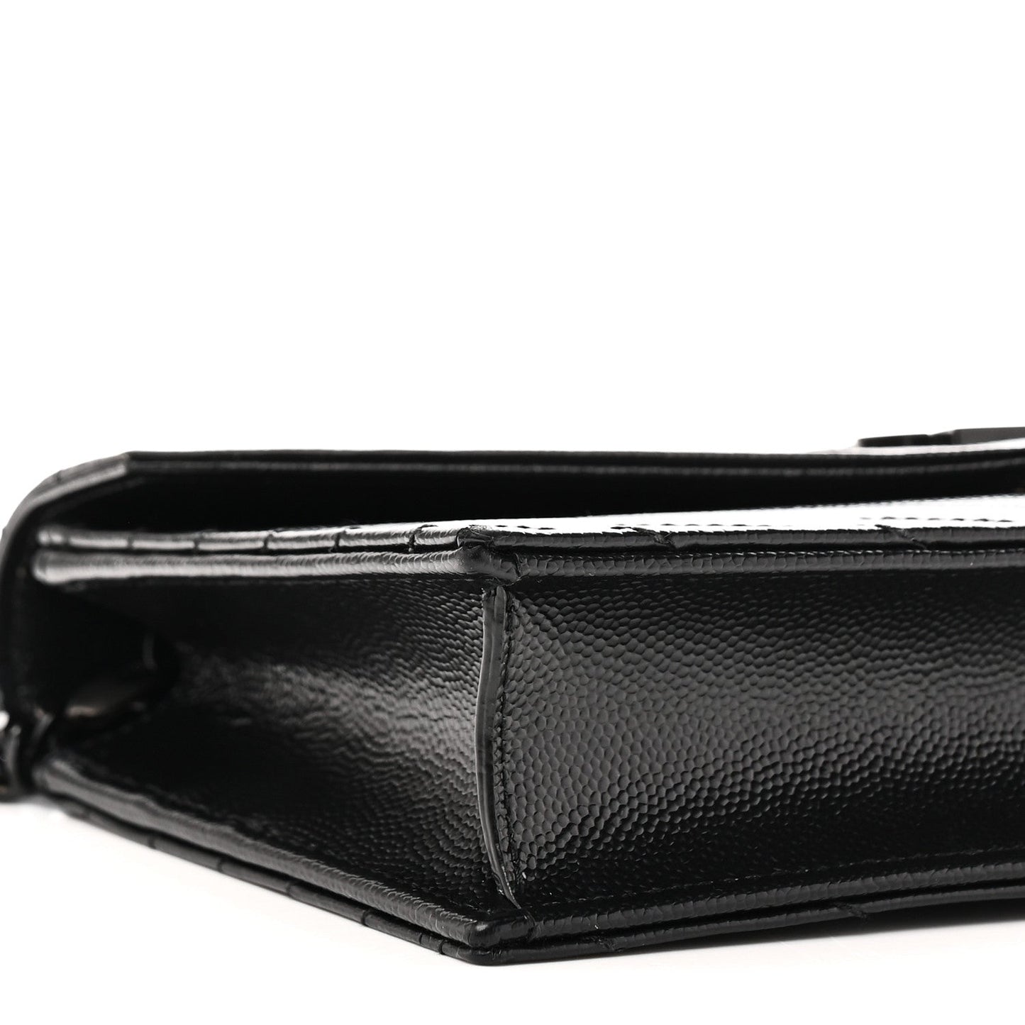 Grain De Poudre Matelasse Chevron Monogram Monochrome Envelope Chain Wallet Black