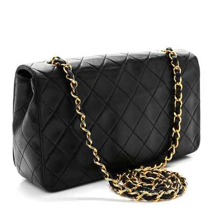 Lambskin Quilted Small Single Flap Black