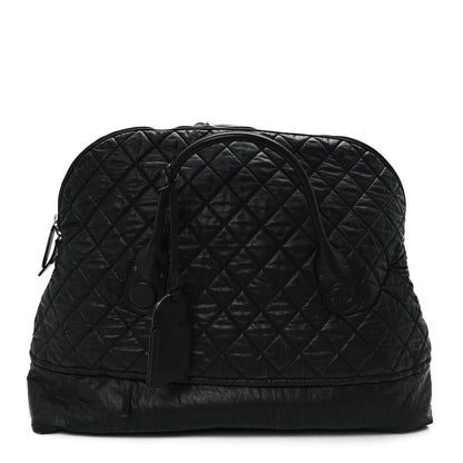 Coated Canvas Quilted Large Garment Travel Bag Black