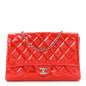 Patent Quilted Clutch with Chain Flap Red
