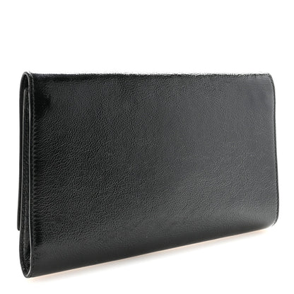 Textured Patent Monogram Large Belle De Jour Clutch Black