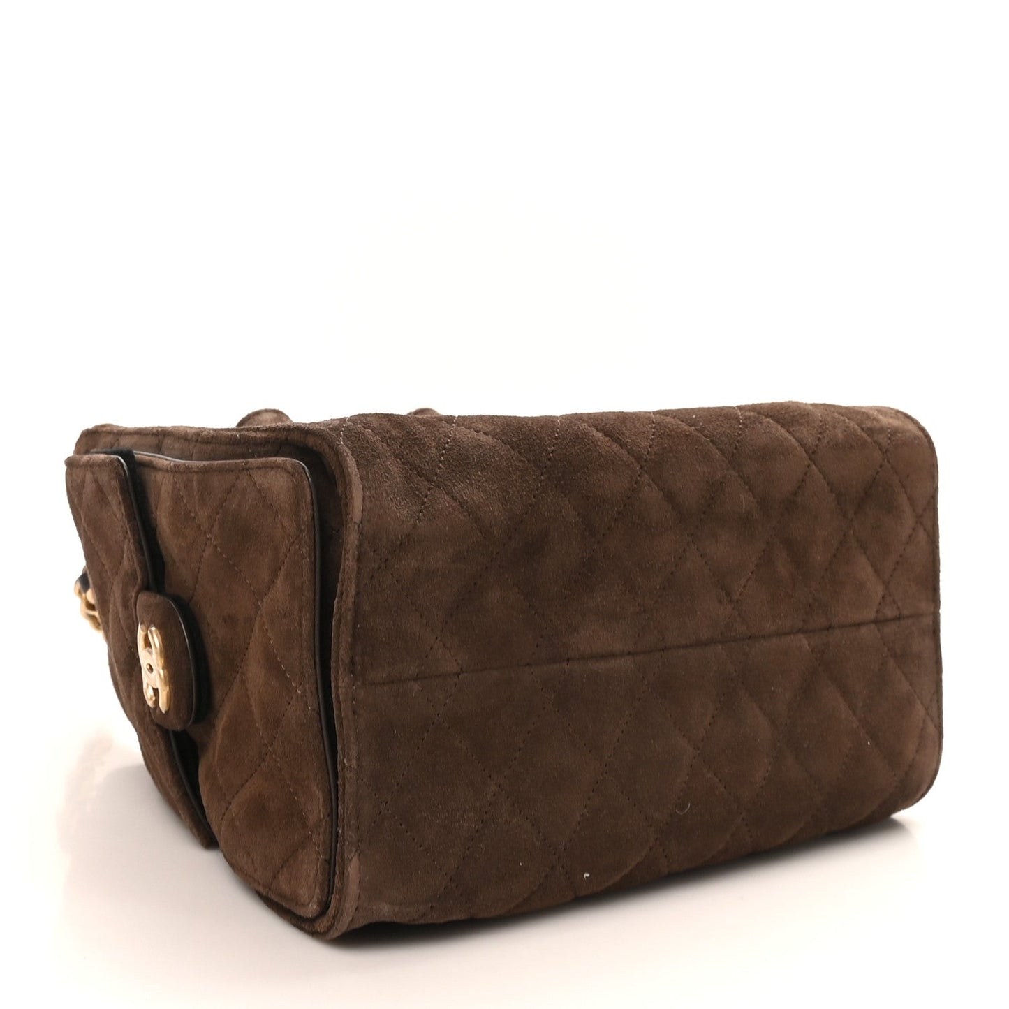 Suede Quilted Small Chanel 25 Handbag Dark Brown