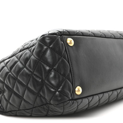 Lambskin Quilted Large Tote Black