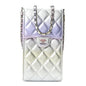 Gradient Metallic Calfskin Quilted CC Phone Holder Silver Blue Yellow Purple