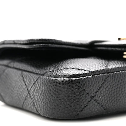Caviar Quilted Mini Chain Belt Bag Black