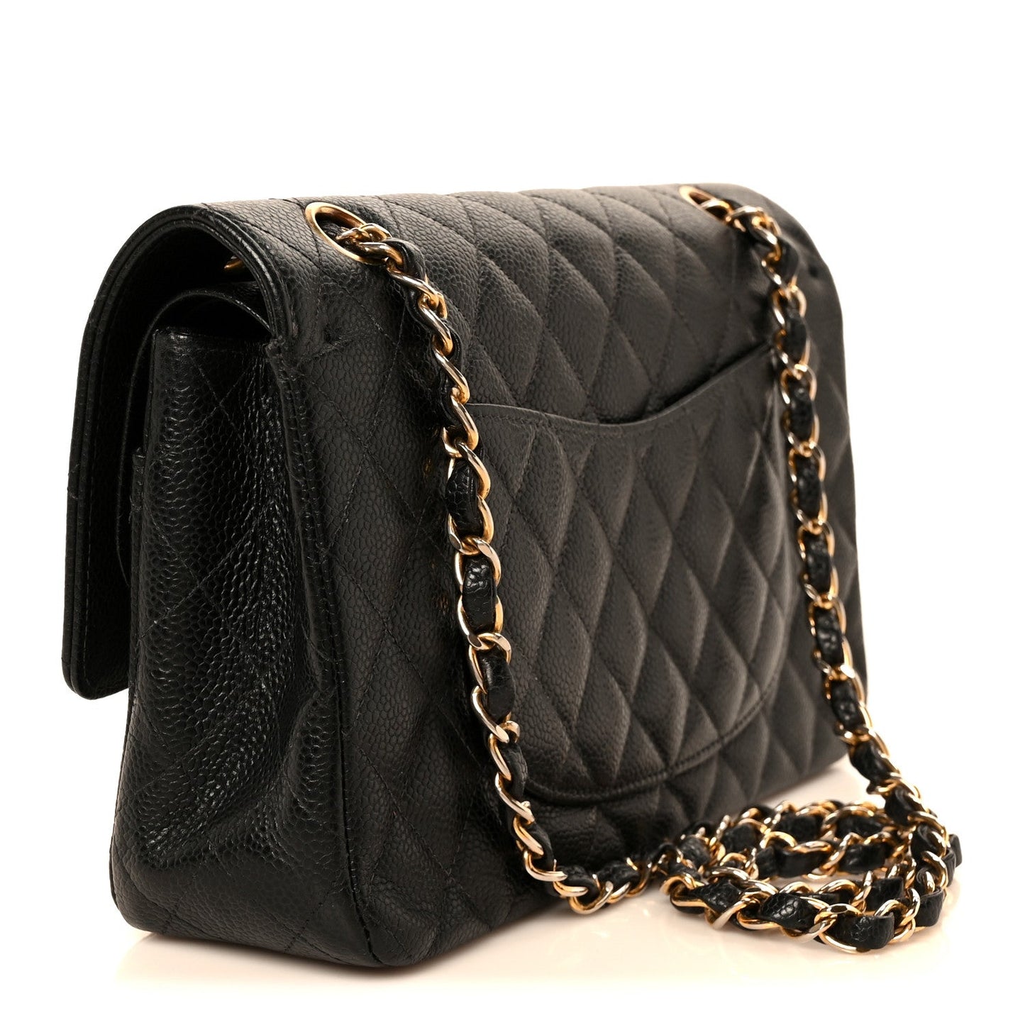Caviar Quilted Medium Double Flap Black