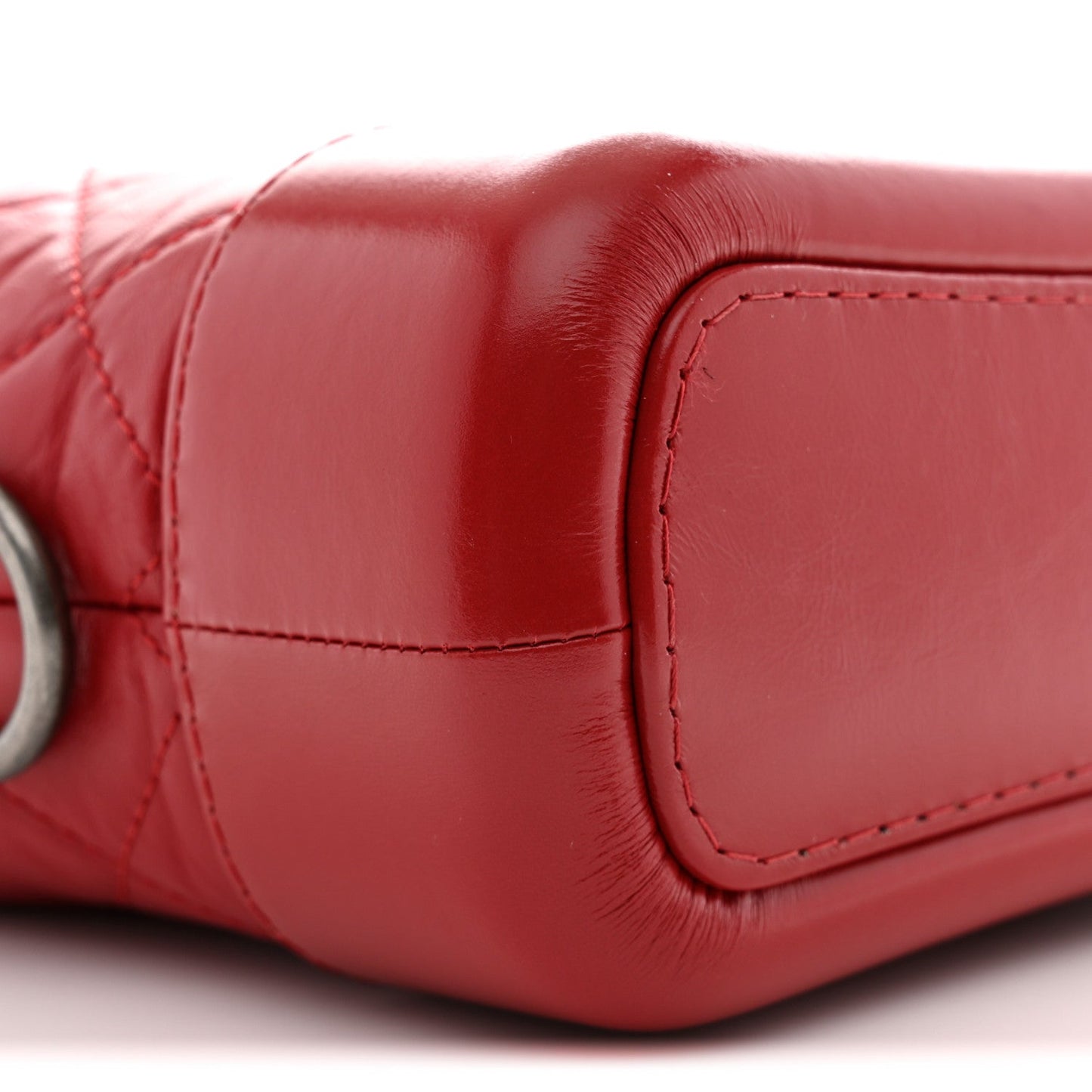 Aged Calfskin Quilted Small Gabrielle Hobo Red