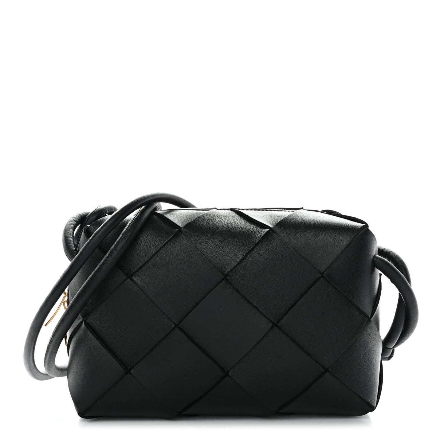 Lambskin Maxi Intrecciato Small Cassette Camera Bag Black