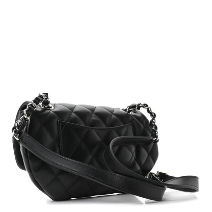 Calfskin Quilted CC Uniform Flap Belt Bag Black