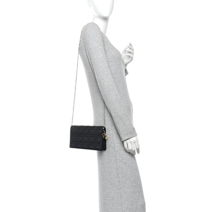 Lambskin Cannage Lady Dior Pouch Black