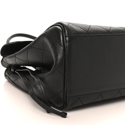 Grained Calfskin Stitched Urban Essentials Large Shopping Bag Black