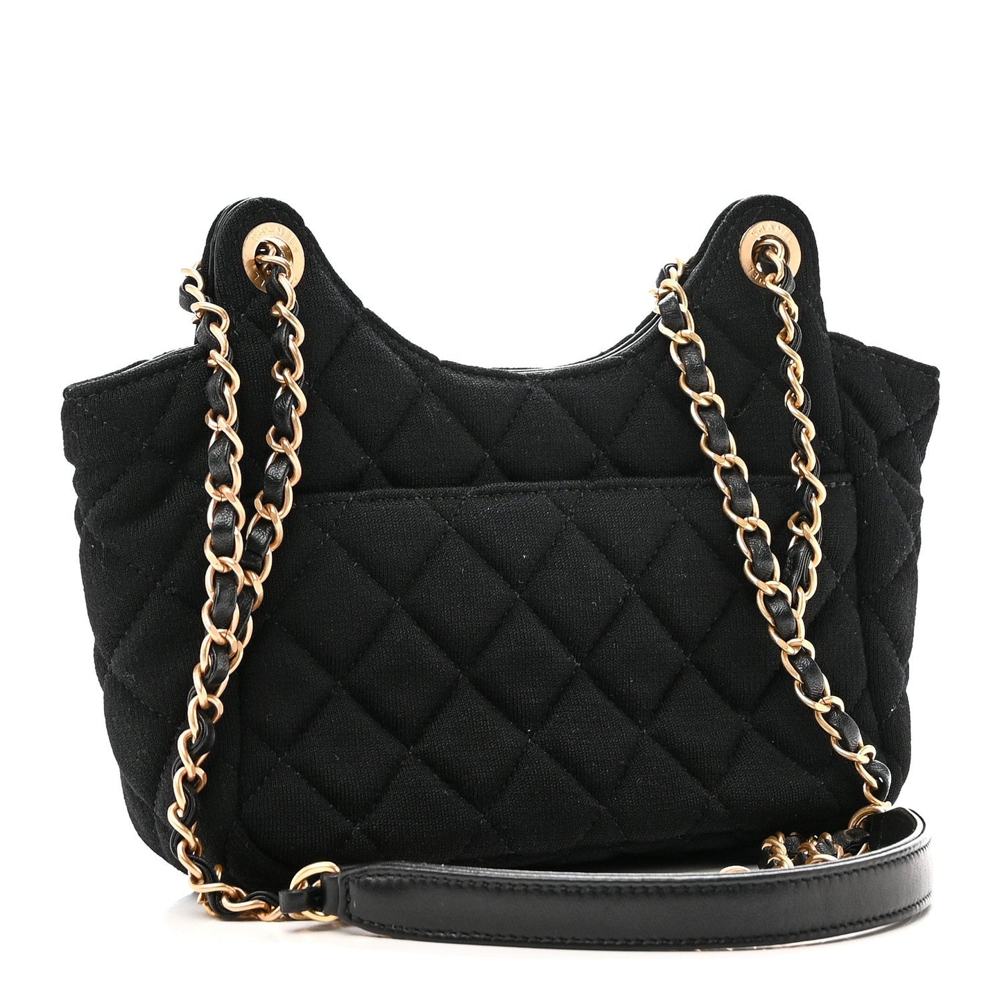 Jersey Quilted Small Wavy CC Hobo Black