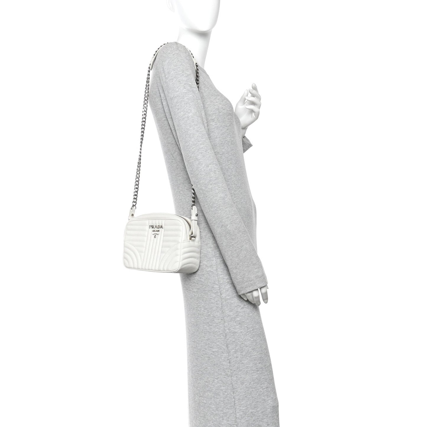 Soft Calfskin Diagramme Camera Bag White