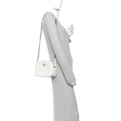 Soft Calfskin Diagramme Camera Bag White