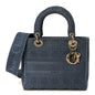 Canvas Embroidered Cannage Medium Lady D-Lite Denim Blue