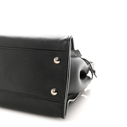 Vitello Dolce Shiny Nappa Plexglass Granite Medium Peekaboo Iconic Satchel Black
