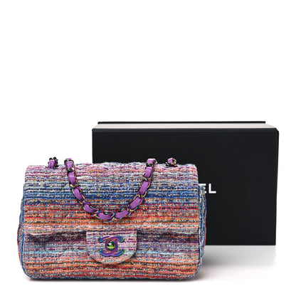 Tweed Quilted Mini Rectangular Flap Blue Pink Orange