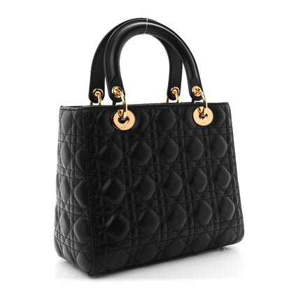 Lambskin Cannage Medium Lady Dior Black