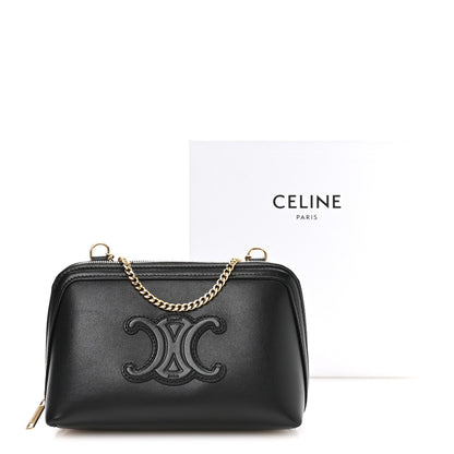 Smooth Calfskin Cuir Triomphe Clutch on Chain Black