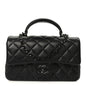 Lambskin Quilted Mini Top Handle Rectangular Flap So Black