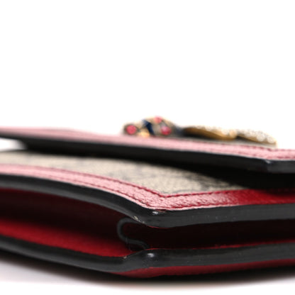 GG Supreme Monogram Web Queen Margaret Chain Wallet Red