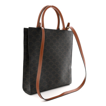 Triomphe Canvas Calfskin Small Vertical Cabas Tan
