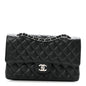 Caviar Quilted Medium Double Flap Black