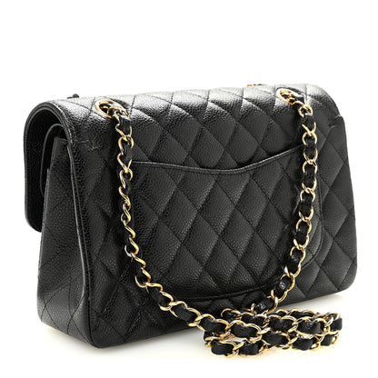 Caviar Quilted Small Double Flap Black