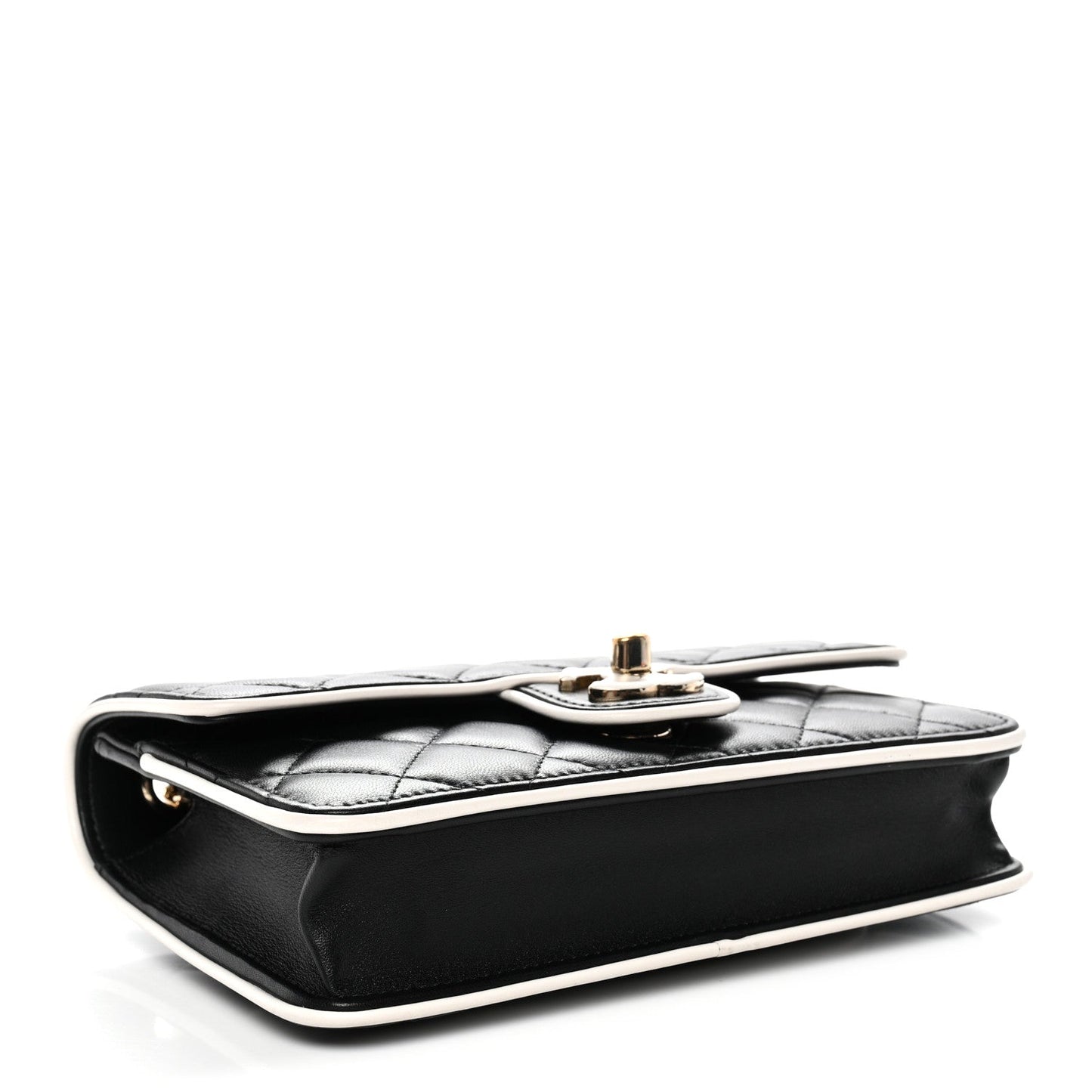 Lambskin Quilted Resin CC Mini Flap Bag Black White