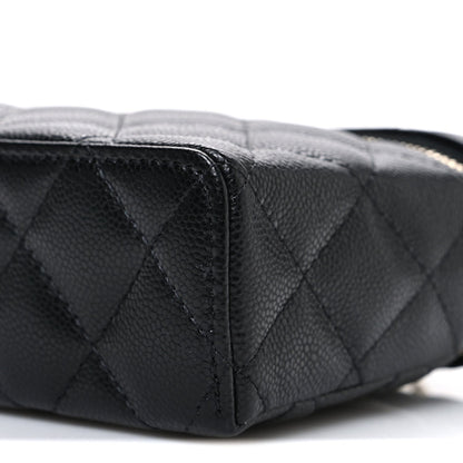 Caviar Quilted Top Handle Slim Vanity With Chain Black