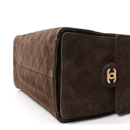 Suede Quilted Medium Chanel 25 Handbag Dark Brown