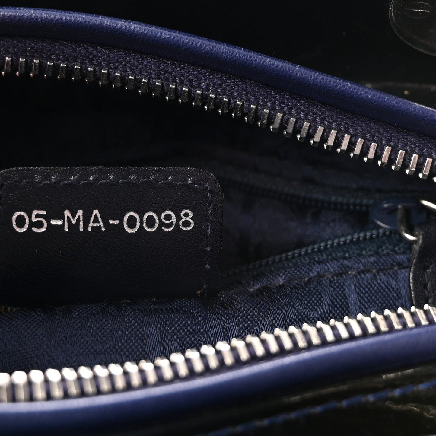 Patent Cannage Medium Lady Dior Navy Blue