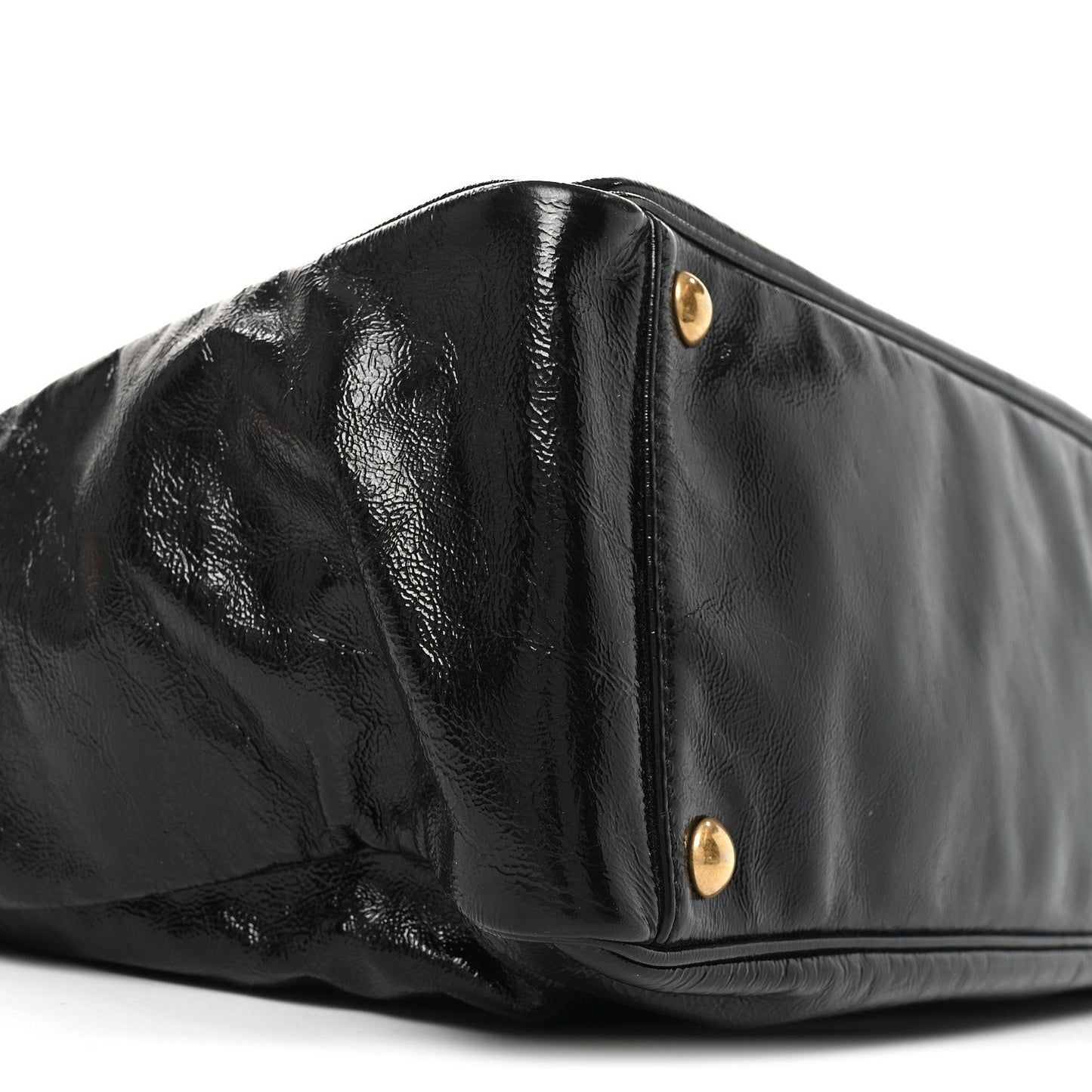 Textured Patent Y-Mail Tote Black